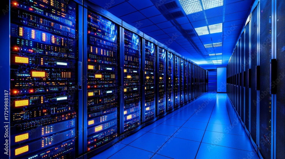 Fototapeta premium Modern Data Storage Solution in Industry Environment