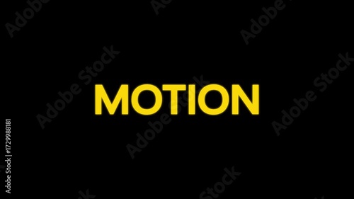 text animation title MOTION transparent background. motion word typography animation with glow effect