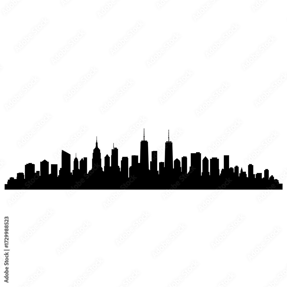 Naklejka premium Cityscape Silhouette Black and White Skyline Illustration