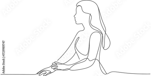 Continuous line drawing vector illustration of a woman in profile vector