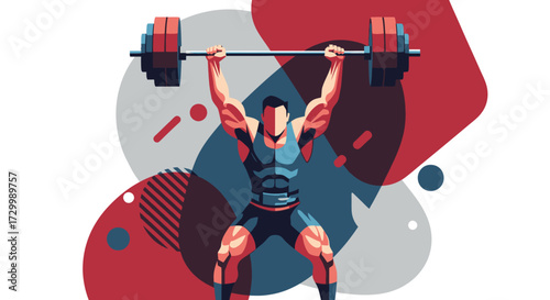 A muscular person lifts a heavy barbell overhead, demonstrating strength and fitness.