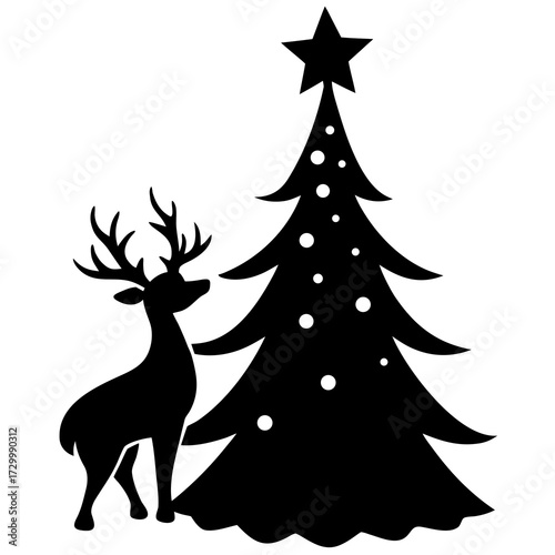 christmas tree with reindeer