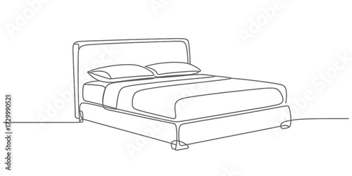 Continuous one line drawing vector illustration of a comfortable bed vector