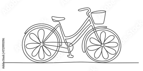 Continuous line drawing bicycle vector illustration simple sketch art design vector
