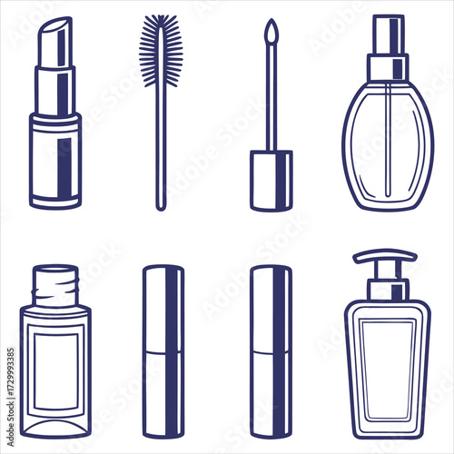 Cosmetic makeup items collection lipstick mascara