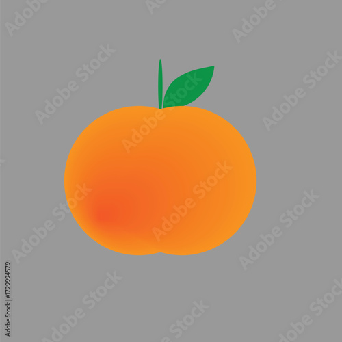 Orange fruit design with 1 green leaf
