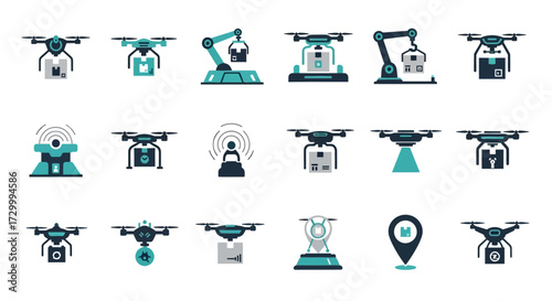 Collection of Delivery Drones and Automation Icons.