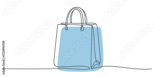 Elegant light blue handbag continuous line drawing vector illustration vector