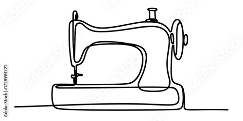 Continuous line drawing vector illustration of a vintage sewing machine vector
