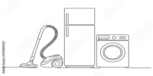 Abstract continuous line drawing of an air conditioner unit with a cord vector