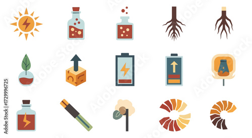 Collection of Energy and Growth Related Icons.