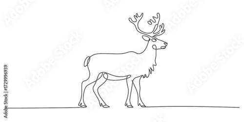 Continuous line drawing of a majestic reindeer vector illustration vector