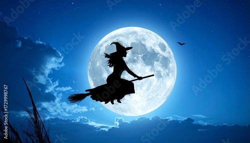 silhouette of a girl on a moon
