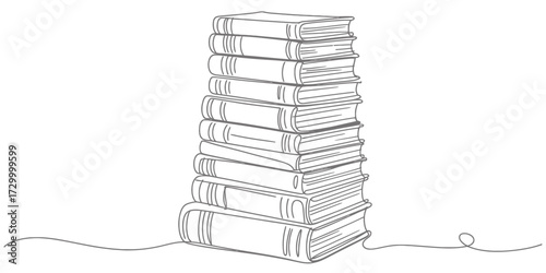 Vector illustration a continuous line drawing of a stack of books vector