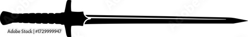 minimalist silhouette of a sword  on a stark white background