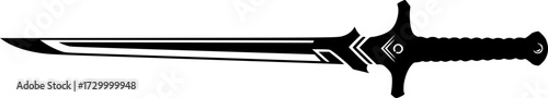 minimalist silhouette of a sword  on a stark white background