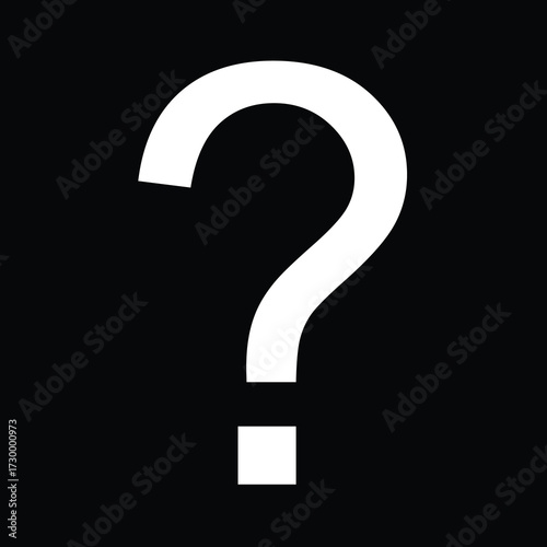 A bright white question mark symbol on a stark black background, representing uncertainty, inquiry, and mystery.