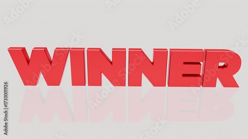 Winner Word Contest Game Victory Triumph Red Letters 3d Animation