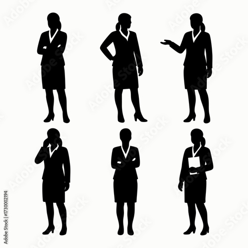 Businesswoman silhouettes set