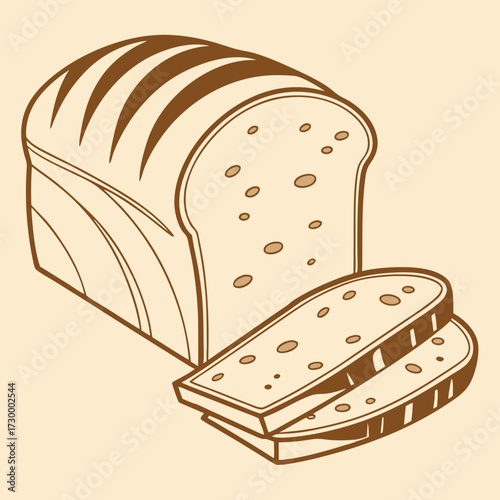 Slice of Bread Icon Flat Design.