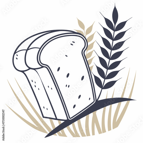 Slice of Bread Icon Flat Design.