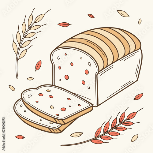 Slice of Bread Icon Flat Design.