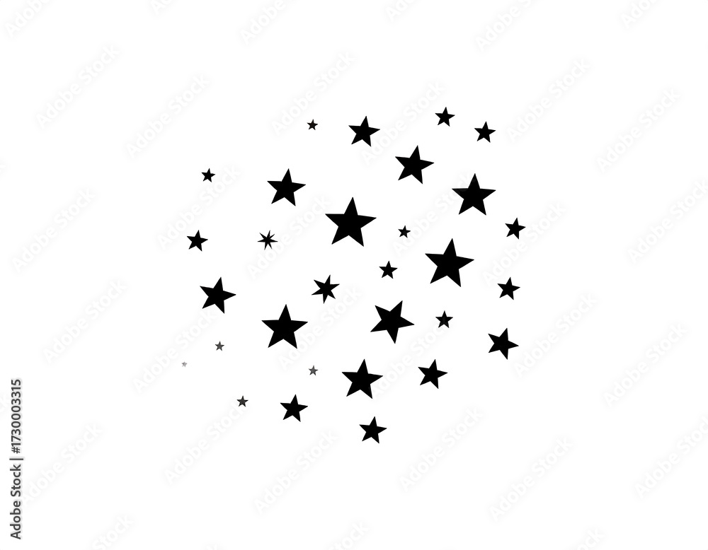Obraz premium Black stars clustered in a loose heart shape on white