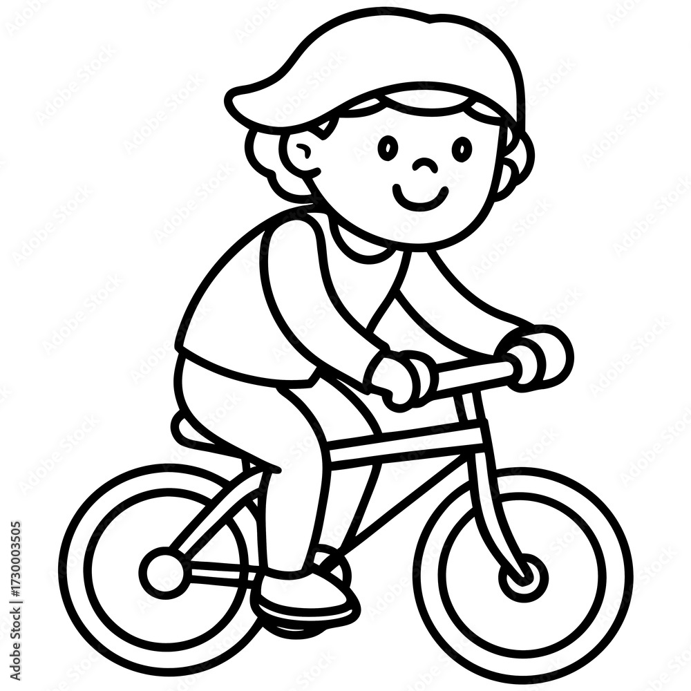 Fototapeta premium boy riding a bike