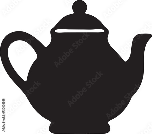 Silhouette of a clay teapot, traditional design, perfect for kitchen, pottery, and tea art.