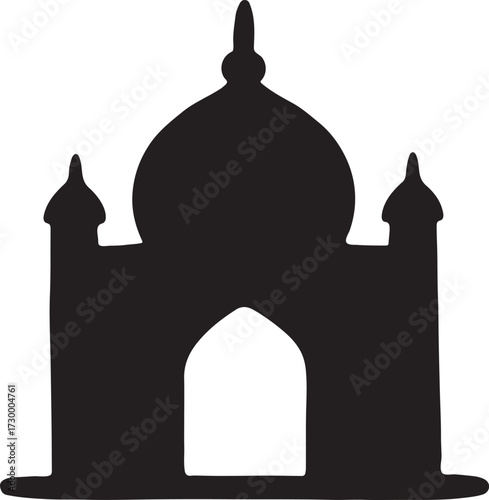 Silhouette of a clay palace, grand architecture, traditional and majestic design vector.