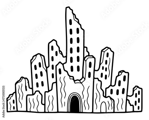 Ruins of a Destroyed City in a Post Apocalyptic World
