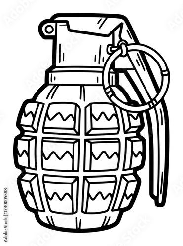 Hand Drawn Sketch of a Fragmentation Grenade