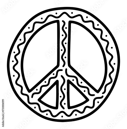 Decorative Hippie Peace Symbol Doodle