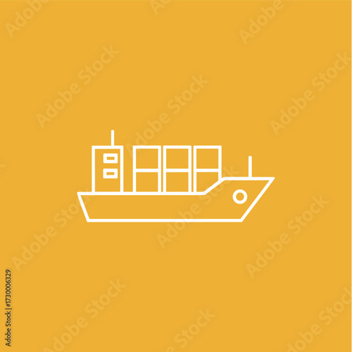 Cargo container ship icon logo flat vector design