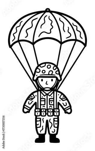 Cartoon Paratrooper Soldier with a Parachute