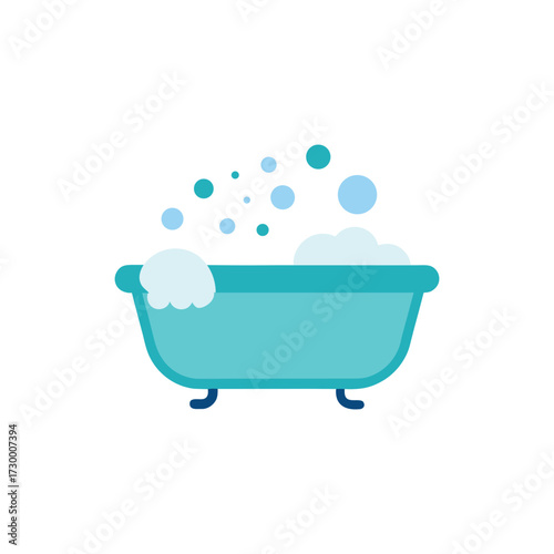 Self Care Cartoon Icon Bathtub With Bubbles vector illustration 