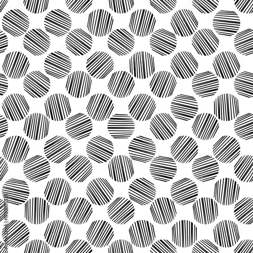 Black and white background, vector texture with circles. Splash effect banner. Dotted abstract illustration with drops of rain. Seamless pattern for fabric, textile.