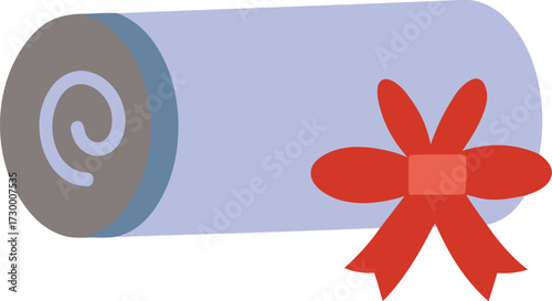 Self Care Cartoon Icon Rolled Towel With Bow vector illustration 