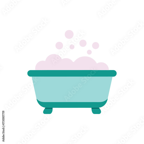 Self Care Cartoon Icon Relaxing Bathtub vector illustration