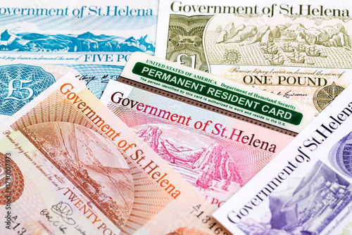 American Permanent Resident Card on a St. Helena money