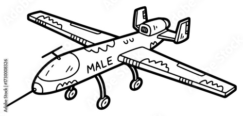 Military MALE Drone UAV in a Doodle Style