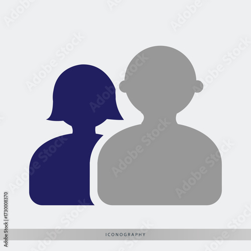 Modern icon of team members offers a simple way to show collaboration and teamwork in presentations and websites, with male and female profiles