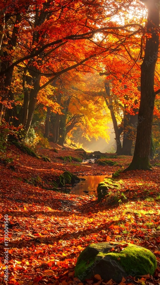 Obraz premium Autumn forest pathway