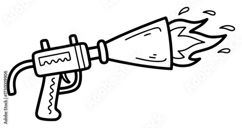 Cartoon Flamethrower Weapon Doodle