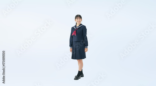 Foto セーラー服を着た女子学生の切り抜き全身写真（切り抜き背景透過PNGも販売しております。↓作成者リンクから「PNG」で検索してください）