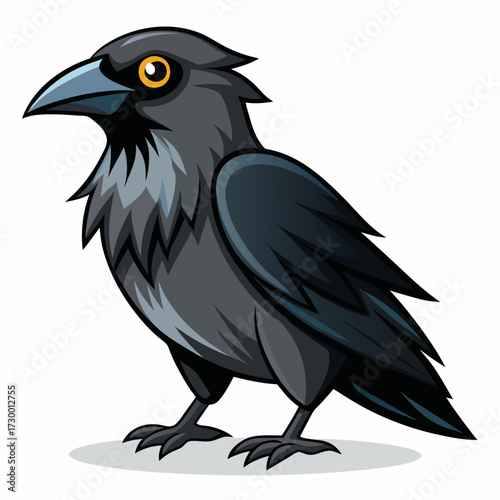 Un beau corbeau Corvus corax, oiseau Nord Pologne Europe