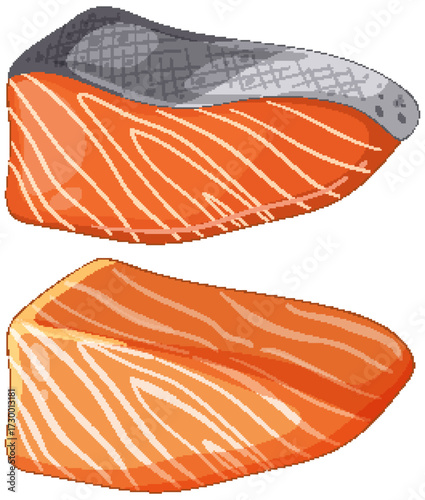 Realistic Vector Illustration of Salmon Fillets
