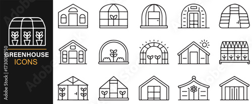 Greenhouse graphic collection – ecofriendly plant houses, domes, and sustainable shelters