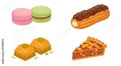 Sweet Treats Collection Delicious Desserts and Pastries Vector Icons