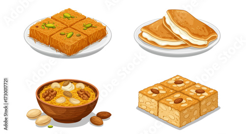 Collection of Delicious Sweet Desserts Vector Graphics for Culinary Inspiration
